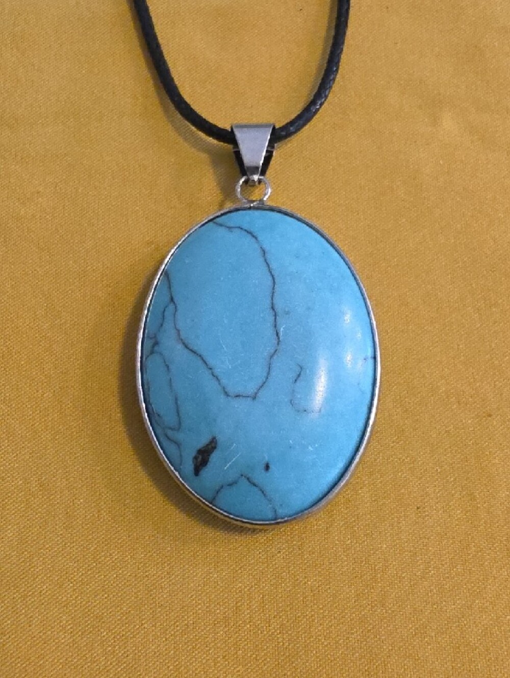 NWT Urban Nomad Necklace w/a Large Turquoise-colored Stone In Silver Toned Bezel